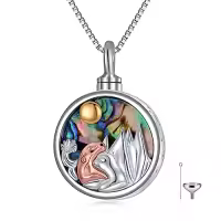 TOUPOP Sterling Silver Abalone Shell Urn Necklace For Ashes Memorial Jewelry-style_name:10-Otter