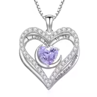 TOUPOP 925 Sterling Silver 12 Birthstone Double Heart Necklace-color_name:6-Jun-Alexandrite