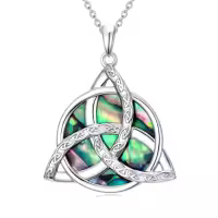 TOUPOP Sterling Silver Abalone Celtic Knot Triquetra Pendant Necklace-style_name:A-Celtic Knot