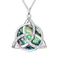 wholesale TOUPOP Celtic Knot/witches Knot Necklace For Women 925 Sterling Silver Trinity Knot Triquetra Abalone Shell Pendant Vintage Irish Jewelry Birthday Christmas Gift To Women Girlfriend Her -style_name:A-Celtic Knot