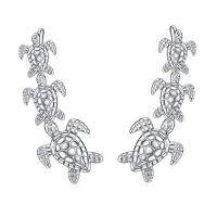 wholesale TOUPOP S925 Sterling Silver Ear Climbers Earrings For Women Silver Earrings For Women Hypoallergenic Crawler Earrings Gift For Her -style_name:2-Sea turtle Earrings