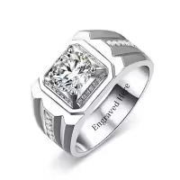 TOUPOP 925 Sterling Silver D Color Vvs1 Round Moissanite Men's Ring-style_name:I Moissanite Ring
