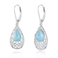 TOUPOP Sterling Silver Gemstone Teardrop Dangle Earrings-style_name:Larimar