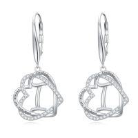 wholesale TOUPOP Gifts For Women Heart Initial Earrings 925 Sterling Silver Double Heart Dangle Earrings Birthday Jewelry Birthday Christmas Gifts For Her Wife Girlfriend -style_name:Initial I