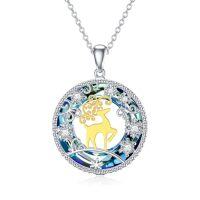 wholesale TOUPOP Reindeer Necklace S925 Sterling Silver Animal Deer Pendant Necklaces With Blue Crystal Gold Plated Deer Jewelry Valentine's Day Gifts For Women Wife Her Birthday -style_name:Snowflake