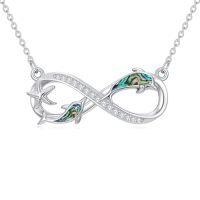 wholesale TOUPOP Sea Turtle/dolphin/whale/shark/seahorse Necklaces For Women 925 Sterling Silver Abalone Infinite Marine Animals Pendant Jewelry Marine Animals Lover Christmas Gifts For Women -style_name:Dolphin