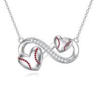 wholesale TOUPOP Sports Necklace 925 Sterling Silver Jewelry Tennis, Baseball, Volleyball, Soccer, Basketball, Football, Softball, Hockey Pendant Necklace For Women Men Player Fan Gifts -style_name:05-Baseball