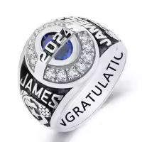 TOUPOP Sterling Silver Birthstone Personalized 2025 Graduation Rings-style_name:Class D