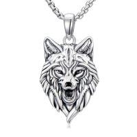 wholesale 925 Sterling Silver Lion/owl/eagle/wolf Necklace Pendant For Men Jewelry Christmas Gifts For Men -style_name:E001-Wolf