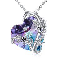 wholesale TOUPOP Heart Crystal Necklace For Women Sterling Silver Butterfly Dragonfly Bee Ladybug Spider Glowworm Jewelry Gifts For Birthday Anniversary -style_name:E-Spider