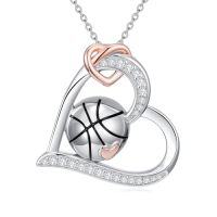 wholesale TOUPOP Christmas Sports Heart Necklace, 925 Silver Soccer/football/basketball/volleyball/softball Necklace Birthday Christmas Gifts For Women Sports Lovers, Players, Fans -style_name:Basketball Necklace