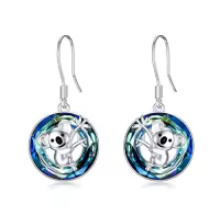 TOUPOP Sterling Silver Blue Crystal Animals Dangle Drop Earrings-style_name:Koala earrings