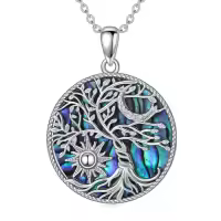 TOUPOP Sterling Silver & Abalone Crystal Celtic Tree Of Life Pendant Necklace-style_name:Abalone Shell Tree of Life