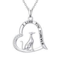 wholesale TOUPOP Heart Dog Necklace 925 Sterling Silver Dachshund/corgi/shih Tzu/yorkshire Terrier/basset Hound/greyhound Pendant Jewelry Dogs Lover Christmas Gifts For Women -style_name:Greyhound