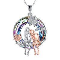 wholesale TOUPOP Christmas Gifts For Sisters From Sisters/brothers 925 Sterling Silver Heart/moon Pendant Always My Sister Forever My Friend Birthday Gifts For Sister -style_name:Crystal - 2