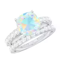 TOUPOP Sterling Silver Moissanite Opal Wedding Ring Set For Women-style_name:E Opal Moissanite Ring