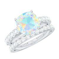 wholesale TOUPOP Personalized Moissanite Opal Wedding Ring Set For Women 925 Sterling Silver Moissanite Bridal Ring Set Engagement Ring Set Anniversary Opal Promise Rings For Her -style_name:E Opal Moissanite Ring