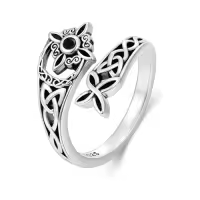 TOUPOP Sterling Silver Witches Knot Celtic Knot Ring Witch Jewelry Gift-style_name:2-Witches Knot Ring