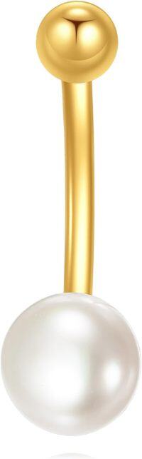 wholesale  14K Gold Cubic Zirconia Hypoallergenic Belly Button Rings for Women -Pearl