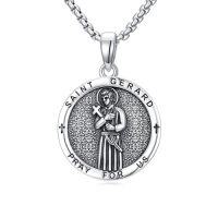 wholesale Saint Necklace For Men 925 Sterling Silver St Michael/st Christopher/st Benedict Necklace Medals Amulet Protection Pendant Religious Christian Catholic Jewelry Christmas Gifts For Men -style_name:12-Saint Gerard Necklace