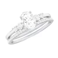 TOUPOP Sterling Silver Moissanite Oval Marquise Bridal Ring Set-style_name:A Moissanite Ring