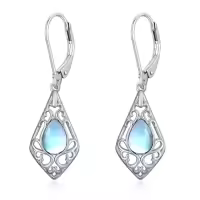 TOUPOP Sterling Silver Gemstone Teardrop Dangle Drop Earrings-color_name:Moonstone