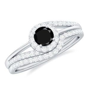 B Black Onyx Moissanite Ring