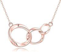 TOUPOP 14K Yellow White Rose Gold Three Circle Generation Necklace For Women-color_name:Rose Gold