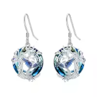 TOUPOP Sterling Silver Crystal Phoenix Rising Dangle Earrings-color_name:Blue Phoenix