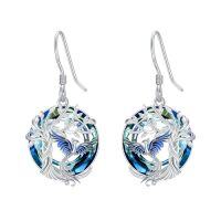 wholesale TOUPOP Phoenix Earrings 925 Sterling Silver Crystal Dangle Earrings Phoenix Rising Jewelry Women Birthday Gifts For Her -color_name:Blue Phoenix