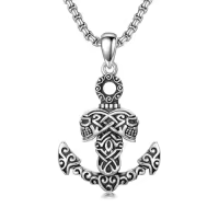 TOUPOP 925 Sterling Silver Anchor Pendant Ocean Sailor Necklace Gift for Men-style_name:Anchor III
