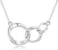TOUPOP 14K Yellow White Rose Gold Three Circle Generation Necklace For Women-color_name:White Gold