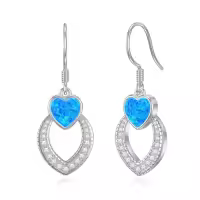 TOUPOP Sterling Silver Heart Dangle Drop Earrings Jewelry Gifts-style_name:women