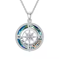 TOUPOP Sterling Silver Compass Necklace Jewelry Gift For Women-style_name:Nana