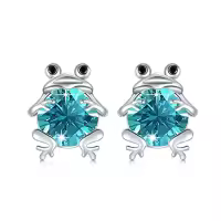 TOUPOP Sterling Silver & July Birthstone Frog Earrings-color_name:B-12