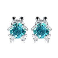 wholesale TOUPOP Frogs Gifts Frog Earring S925 Sterling Silver Frog Earrings Frog Jewelry Birthday Gifts For Daughter Granddaughter, July Birthstone Earrings -color_name:B-12
