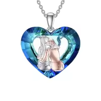 TOUPOP Sterling Silver Crystal Sisters Necklace Gift For Women Friendship-style_name:Style 2-Two Sisters-Blue Heart Crystal-2