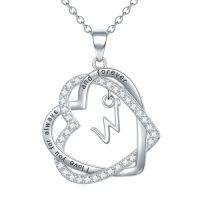 wholesale TOUPOP Gifts For Women Heart Initial Necklace 925 Sterling Silver Double Heart Pendant Necklace Birthday Jewelry Birthday Christmas Gifts For Her Wife Girlfriend -style_name:Initial W