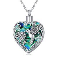 wholesale TOUPOP Hummingbird Urn Necklace For Ashes 925 Sterling Silver Heart Cremation Jewelry Keepsake Pendant With Funnel Filler Memorial Christmas Gifts For Women Mom Wife -style_name:B-Hummingbird-Abalone