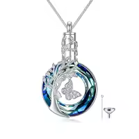 TOUPOP Sterling Silver Butterfly Cremation Jewelry Memorial Urn Necklace-color_name:Blue