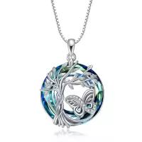TOUPOP Sterling Silver Crystal Abalone Shell Animal Pendant Necklace-style_name:1-Crystal-Butterfly