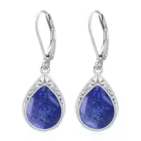 TOUPOP Sterling Silver Celtic Filigree Teardrop Leverback Earrings-color_name:Lapis Lazuli