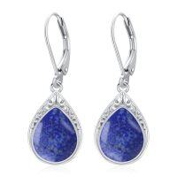 wholesale Teardrop Earrings For Women Celtic Filigree Drop Earrings Sterling Silver Leverback Jewelry Christmas Gifts For Women Mom -color_name:Lapis Lazuli