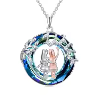 TOUPOP Sterling Silver Elephant/Cat/Sister Pendant Good Luck Gift-style_name:Sister Necklace