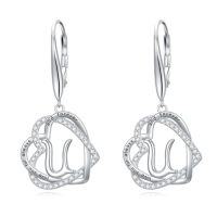wholesale TOUPOP Gifts For Women Heart Initial Earrings 925 Sterling Silver Double Heart Dangle Earrings Birthday Jewelry Birthday Christmas Gifts For Her Wife Girlfriend -style_name:Initial U