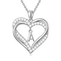 TOUPOP Sterling Silver Heart A Initial Letter Pendant Necklace for Women Jewelry Christmas Valentine Mothers Day Birthday Gifts for Women Her Wife Girlfriend Mom-style_name:Heart Initial A