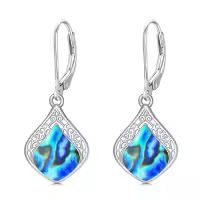 TOUPOP Sterling Silver Gemstone Filigree Teardrop Leverback Earrings-color_name:B-Abalone Shell