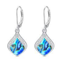 wholesale Filigree Teardrop Earrings 925 Sterling Silver Gemstone Leverback Earrings Jewelry Birthday Christmas Gifts For Women -color_name:B-Abalone Shell
