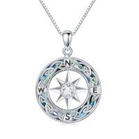 wholesale TOUPOP Compass Necklace For Women 925 Sterling Silver Celtic Knot Compass Pendant Crystal Graduation Jewelry Inspirational Travel Christmas Gifts For Women -style_name:Compass C