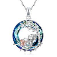 wholesale TOUPOP Sterling Silver Tree Of Life Hummingbird Dragonfly Necklace Crystal Bird Jewelry Birthday Christmas Valentines Day Gifts For Her Girlfriend Mom -style_name:Two Elephant